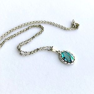 Dainty Silver Abalone Pendant Necklace